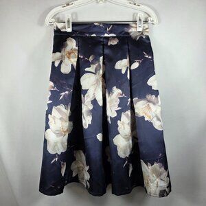 Chicwish A-Line Floral Skirt Women's Size Small Navy Blue & White Floral
